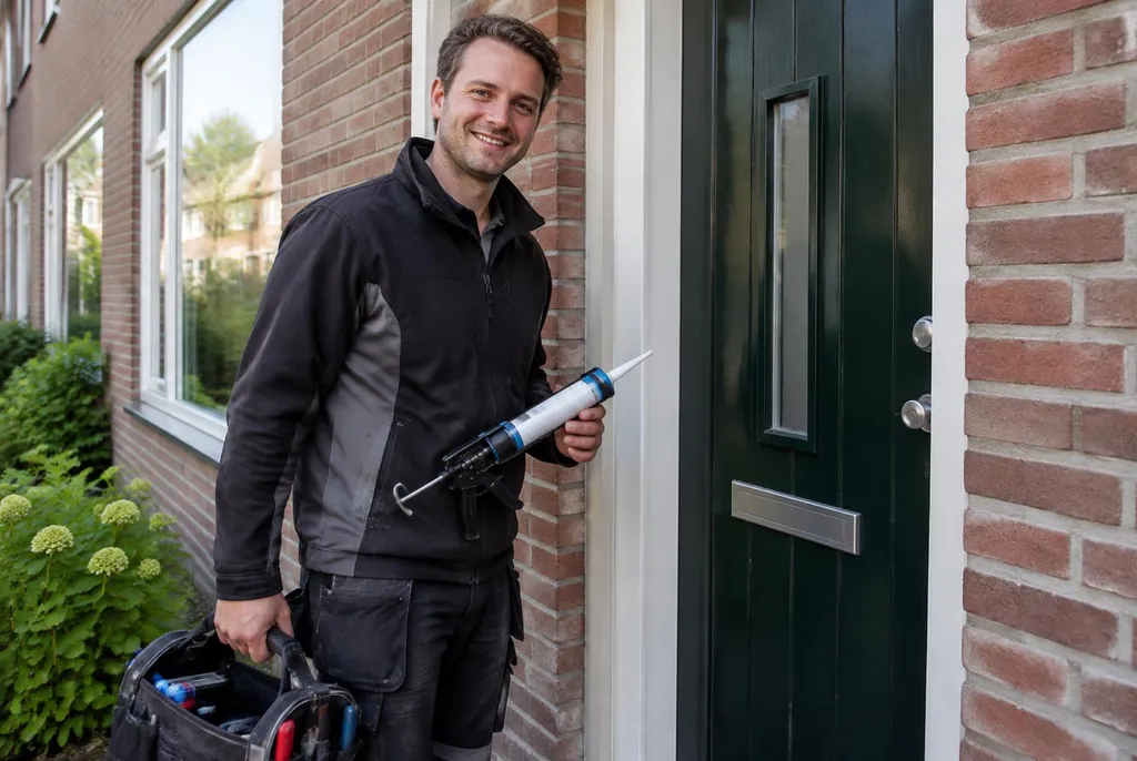 Vakman van Kitbedrijf Zoetermeer bij de voordeur van een woning